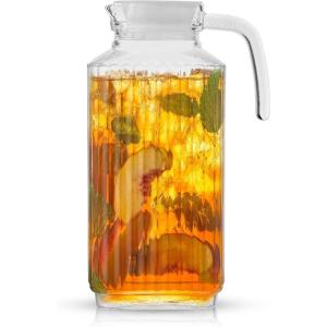 imageJoyJolt Glass Pitcher with Lid  50oz Borosilicate Water Carafe Jug with Stainless Steel Lid for Iced Tea Lemonade Juice Mixed Drinks60 Ounces