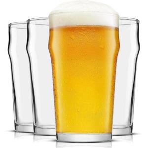 imageJoyJolt Grant 19oz Beer Pint Glasses Set of 4 Large Beer Pint Glass Capacity in a Traditional Pub Drinking Glasses Design Oversized Beer Glasses Set for Guinness Stout and Big Craft Beer GlassesClear Glass