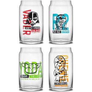 imageJoyJolt Harry Potter House Crests Glass Tumblers with Lids and Straws 16oz Glass Cups with Lids and Straws Can Shaped Drinking Glasses Set of 4 Hogwarts Cup Harry Potter MerchandiseStar Wars