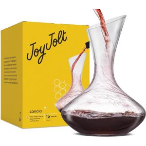 imageJoyJolt Lancia Wine Decanter Crystal Wine Aerator Handmade Base Glass Pitcher Ultra Elegant Design Easy Pour Slanted Spout for Wine 1200ml 40 floz338 Ounces