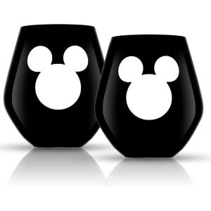 imageJoyJolt Luxury Mickey Mouse Champagne Flutes European Crystal Wine Glasses Set of 2 9oz Champagne Glasses Xmas Disney Gifts and Cups Black Wine GlassStemless Wine Glasses
