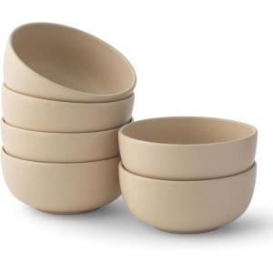 imageJoyJolt Mesa 23oz Stoneware Soup Bowls Dishwasher and Microwave Safe Bowls 58quot Matte Black Cereal Bowls Set of 6 Bowls for Kitchen Pasta Oatmeal Salad Ice Cream or Dessert BowlsBeige