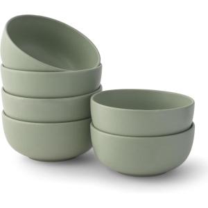 imageJoyJolt Mesa 23oz Stoneware Soup Bowls Dishwasher and Microwave Safe Bowls 58quot Matte Black Cereal Bowls Set of 6 Bowls for Kitchen Pasta Oatmeal Salad Ice Cream or Dessert BowlsGreen