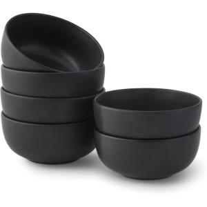 imageJoyJolt Mesa 23oz Stoneware Soup Bowls Dishwasher and Microwave Safe Bowls 58quot Matte Black Cereal Bowls Set of 6 Bowls for Kitchen Pasta Oatmeal Salad Ice Cream or Dessert BowlsBlack