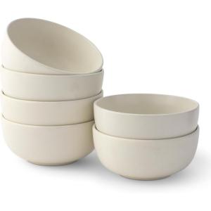 imageJoyJolt Mesa 23oz Stoneware Soup Bowls Dishwasher and Microwave Safe Bowls 58quot Matte Black Cereal Bowls Set of 6 Bowls for Kitchen Pasta Oatmeal Salad Ice Cream or Dessert BowlsLinen
