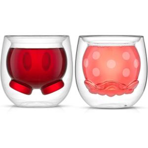 imageJoyJolt Mickey Pants and Minnie Skirt 3D 2oz Espresso Cups Double Walled Espresso Glasses 2pc Small Double Wall Glass Coffee Cups Demitasse Cups Espresso Measuring Cup or Liqueur Shot Glasses74 Oz