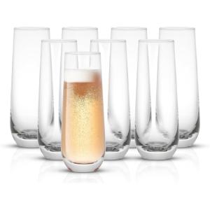 imageJoyJolt Milo Stemless Champagne Flutes Set of 8 Crystal Glasses 95oz Prosecco Wine Flute Mimosa Glasses Cocktail Glass Set Water Highball Glass Bar Glassware