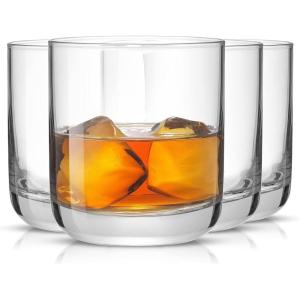 imageJoyJolt Nova Crystal Whiskey Glasses Lowball Glasses Set of 4 10oz Hand Made Short Glass Tumbler with Heavy Base Double Old Fashioned Rocks Glass for Scotch or Bourbon Dishwasher Safe GlasswareClear