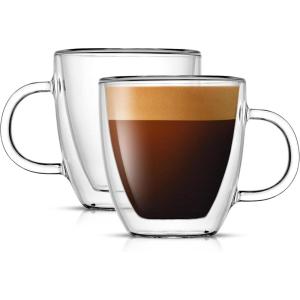 imageJoyJolt Savor Double Wall Insulated Glasses Espresso Mugs Set of 2  54OuncesEspresso cups