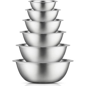 imageJoyJolt Stainless Steel Mixing Bowl Set  6 Piece Nesting Bowls 5qt to 05qt Black Perfect for Dough Batter ampamp BakingStainless Steel