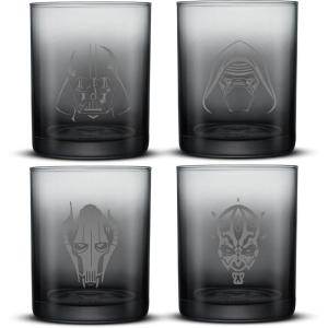 imageJoyJolt Star Wars Dark Side Drinking Glasses Set of 4 14oz Short Glass Cups Lowball Glass Tumbler Set ft Darth Vader Darth Maul Kylo Ren and General Grievous Star Wars Stuff