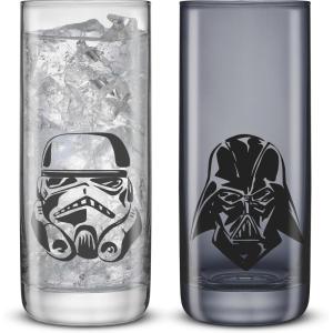 imageJoyJolt Star Wars Dark Side Monochrome Tall Drinking Glasses 13oz Glass Tumbler Cup Set Slim Darth Vader Tumbler Kitchen Glasses Set of 2 Star Wars Gifts for Men Women and Adults