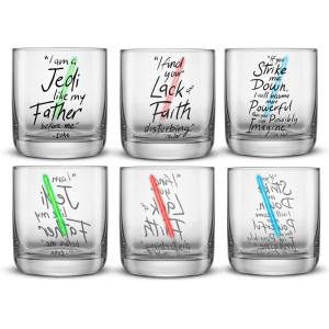 imageJoyJolt Star Wars Lightsaber Collection 10oz Drinking Glasses Set of 6 Limited Edition Obi Wan Kenobi Darth Vader Luke Skywalker Glass Tumblers Star Wars Gifts Short Drinking Glass Set