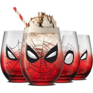 imageJoyJolt Stemless Wine Glasses Set of 4  19 oz Clear Glass Tumblers for Red ampamp White Wine Cocktails Dishwasher Safe Perfect for Home Bar GiftsSpiderMan