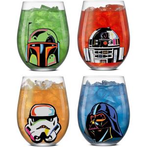 imageJoyJolt Stemless Wine Glasses Set of 4  19 oz Clear Glass Tumblers for Red ampamp White Wine Cocktails Dishwasher Safe Perfect for Home Bar GiftsStar Wars Cosmic