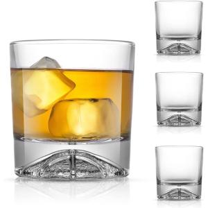 imageJoyJolt Swish Crystal Whiskey Glasses Set of 4 Basketball  10oz Old Fashioned Rocks Glass for Scotch Bourbon Liquor or Short Cocktails