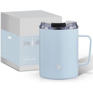 imageJoyJolt Triple Insulated Tumbler with Handle 12 oz Tumbler Cup with Lid Vacuum Sealed Copper Lined Double Wall Stainless Steel Tumblers Travel Mug with Lid Coffee Tumbler Smoothie Cup Tea MugCloud Blue