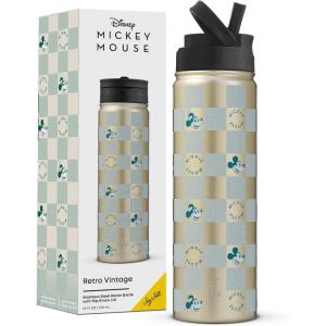 imageJoyJolt Triple Insulated Water Bottle with Straw Lid AND Flip Lid 32oz Large Water Bottle 12 Hour HotCold Vacuum Insulated Stainless Steel Bottle BPAFree Leakproof Water Bottles  Thermos BottleCheckerboard