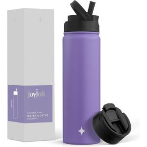 imageJoyJolt Triple Insulated Water Bottle with Straw Lid AND Flip Lid 32oz Large Water Bottle 12 Hour HotCold Vacuum Insulated Stainless Steel Bottle BPAFree Leakproof Water Bottles  Thermos BottleLilac Purple