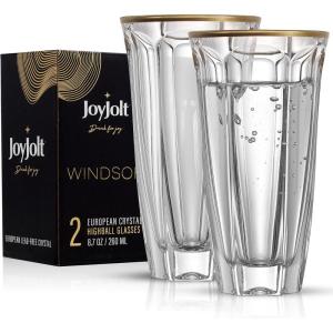 imageJoyJolt Windsor Gold Rim White Wine Glasses Crystal Wine Glasses Set of 2 6 oz Wine Glasses Stemmed Wine Glass Set Fancy Wine Glass made in Europe Modern Wine Glasses Wine Glasses for White WineHighball Glasses