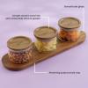 imageJoyJolt Holden 14oz Stackable Glass Storage Containers with Lids and Wooden Tray Small Airtight Food Canister Set of 3 with Acacia Wood Lids Round Clear Stacking Pantry and Kitchen Containers
