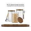 imageJoyJolt Holden 32oz Stackable Glass Storage Containers with Lids Scoops and Tray Clear Airtight Food Canister Set of 3 wAcacia Wood Lids Round Stacking Pantry and Kitchen Containers wScoop