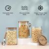 imageJoyJolt Holden 32oz Stackable Glass Storage Containers with Lids and Scoops Airtight Food Canister Set of 3 wAcacia Wood Lids Round Stacking Pantry and Kitchen Containers wScoop  Clear