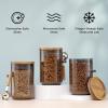 imageJoyJolt Holden 32oz Stackable Glass Storage Containers with Lids and Scoops Airtight Food Canister Set of 3 wAcacia Wood Lids Round Stacking Pantry and Kitchen Containers wScoop  Smoke