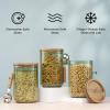 imageJoyJolt Holden 32oz Stackable Glass Storage Containers with Lids and Scoops Airtight Food Canister Set of 3 wAcacia Wood Lids Round Stacking Pantry and Kitchen Containers wScoop  Sage Green