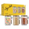 imageJoyJolt Holden 32oz Stackable Glass Storage Containers with Lids and Scoops Airtight Food Canister Set of 3 wAcacia Wood Lids Round Stacking Pantry and Kitchen Containers wScoop  Clear