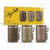 imageJoyJolt Holden 32oz Stackable Glass Storage Containers with Lids and Scoops Airtight Food Canister Set of 3 wAcacia Wood Lids Round Stacking Pantry and Kitchen Containers wScoop  Smoke