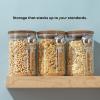 imageJoyJolt Holden 32oz Stackable Glass Storage Containers with Lids and Scoops Airtight Food Canister Set of 3 wAcacia Wood Lids Round Stacking Pantry and Kitchen Containers wScoop  Clear