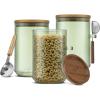 imageJoyJolt Holden 32oz Stackable Glass Storage Containers with Lids and Scoops Airtight Food Canister Set of 3 wAcacia Wood Lids Round Stacking Pantry and Kitchen Containers wScoop  Sage Green