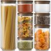 imageJoyJolt Holden 7Piece Stackable Glass Storage Containers with Lids Airtight Food Canister Set with Acacia Wood Lids Round Stacking Pantry and Kitchen Containers for Pasta Flour Sugar Coffee