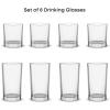 imageJoyJolt Drinking Glasses Set of 8 Alina Ribbed Glassware 12oz Rocks Glasses and 14oz Highball Glasses Cocktail Glasses Iced Coffee Cup or Water Glasses Heavy Base Glassware SetClear Glasses