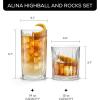 imageJoyJolt Drinking Glasses Set of 8 Alina Ribbed Glassware 12oz Rocks Glasses and 14oz Highball Glasses Cocktail Glasses Iced Coffee Cup or Water Glasses Heavy Base Glassware SetFluted Glasses
