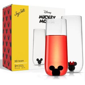 imageJoyJolt Disney Mickey Mouse Icon Stemless Wine Glass Set of 2 Drinking Glasses 12 oz Tumbler Glass Cups Colored Glassware Disney Gifts Disney Cups Disney Collectibles for AdultsHighball Glasses