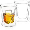 imageJoyJolt Lacey Whiskey Double Wall Glasses Set of 2 Insulated Whiskey Glass 10Ounces