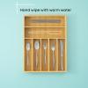 imageJoyJolt Bamboo Drawer Organizer 7Compartment Silverware Organizer Cutlery and Utensil Organizer Drawer Organizers for Garage Kitchen and Bathroom Organizer Drawers for Kitchen UtensilsBambooBamboo