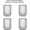 imageJoyJolt Haven Fluted Stackable Espresso Cups Set of 4 25oz Ribbed Double Wall Glasses Stacking Insulated Coffee Cup Set Small Glass Coffee Cups for Espresso Machine AccessoriesEspresso Glasses