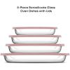 imageJoyJolt 8Piece Borosilicate Glass Oven Dishes with Blushy Pink Lids Rectangle Deep Glass Baking Dish Set Baking Pans for Lasagna Casserole Cake Bakeware Set Freezer to Oven Tray to DishwasherBlushy Pink