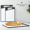 imageJoyJolt Plastic Cutting Board Set White and Black Cutting Boards for Kitchen Dishwasher Safe with Handle Non Slip Large and Small Chopping Board Set Meat Cutting Board with Juice Groove
