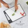 imageJoyJolt Plastic Cutting Board Set White and Black Cutting Boards for Kitchen Dishwasher Safe with Handle Non Slip Large and Small Chopping Board Set Meat Cutting Board with Juice Groove