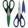 imageJoyJolt Kitchen Shears Heavy Duty Scissors TWO With Scissor Sheaths All Purpose Utility Scissors Herb Scissors Vegetable Scissors Meat Scissors Chicken Shears Stainless Steel Dishwasher SafeBlueBlack  GreenBlack