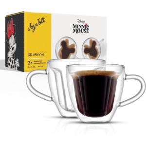 imageJoyJolt Disney Minnie Mouse 3D Double Wall Espresso Glasses 54oz Small Glass Mugs with Handles Coffee Cups Set of 2 Insulated Clear Glasses for Double Shot Espresso Cappuccino Tea Disney GiftsClear