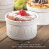 imageJoyJolt Small Ramekins 4 oz Oven Safe Bowls White Embossed Porcelain Ceramic Ramekin Set of 4 Creme Brulee Ramekins Souffle Cups Custard Cups Charcuterie Bowls Sauce Cups Gratin Ramiken
