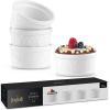 imageJoyJolt Small Ramekins 4 oz Oven Safe Bowls White Embossed Porcelain Ceramic Ramekin Set of 4 Creme Brulee Ramekins Souffle Cups Custard Cups Charcuterie Bowls Sauce Cups Gratin Ramiken
