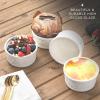imageJoyJolt Small Ramekins 4 oz Oven Safe Bowls White Embossed Porcelain Ceramic Ramekin Set of 4 Creme Brulee Ramekins Souffle Cups Custard Cups Charcuterie Bowls Sauce Cups Gratin Ramiken