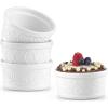 imageJoyJolt Small Ramekins 4 oz Oven Safe Bowls White Embossed Porcelain Ceramic Ramekin Set of 4 Creme Brulee Ramekins Souffle Cups Custard Cups Charcuterie Bowls Sauce Cups Gratin Ramiken