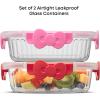 imageJoyJolt Sanrio Hello Kitty Fluted Glass Food Storage Containers with Lids 2x Airtight Glass Storage Containers with Lids for Kitchen Reusable Lunch Meal Prep Container Cute Hello Kitty Gifts